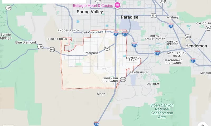 Map of Enterprise, Nevada