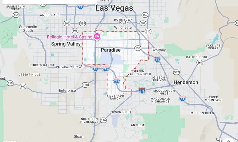 Map of Paradise, Nevada