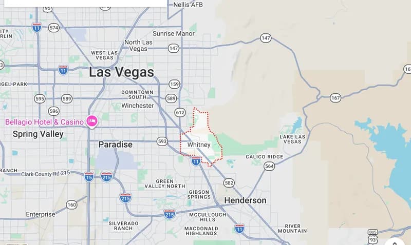 Map of Whitney, Nevada